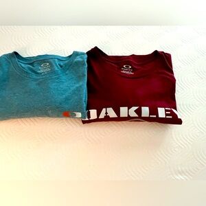 Lot of Two Oakley t-shirts(Buckle Exclusive), maroon/teel, Extra Large